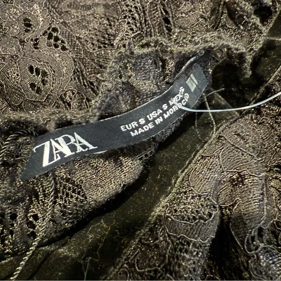 Zara Black Lace Long Sleeve Dress - Picture 5 of 7